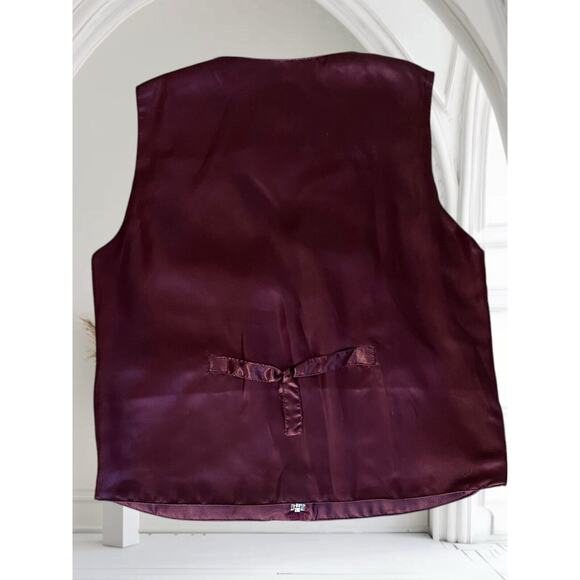 Agapo Womens Grape Purple Suede Leather Medium Chic Minimal 90s Vintage Vest - Picture 9 of 10